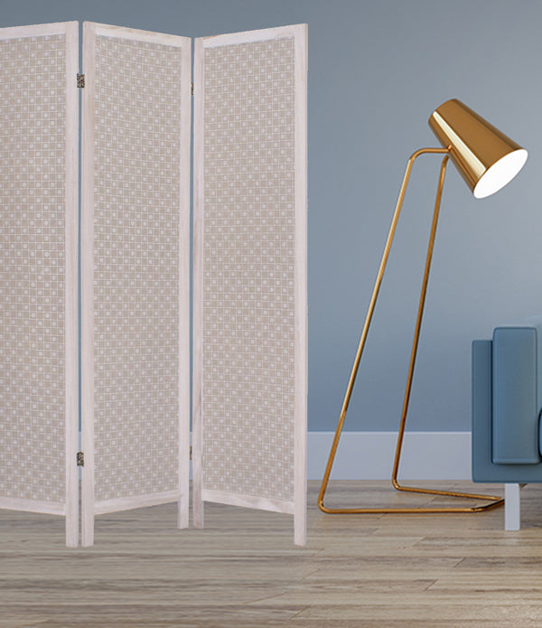 1 x 48 x 67 Beige Wood & Fabric - Screen
