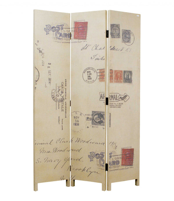 1 x 50 x 71 Multi Color Wood Canvas Traveler  Screen
