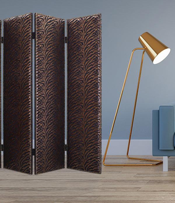 1 x 84 x 84 Bronze Wood & Fabric  Screen