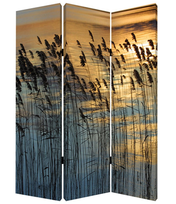 1 x 48 x 72 Multi Color Wood Canvas Whisper Reed  Screen