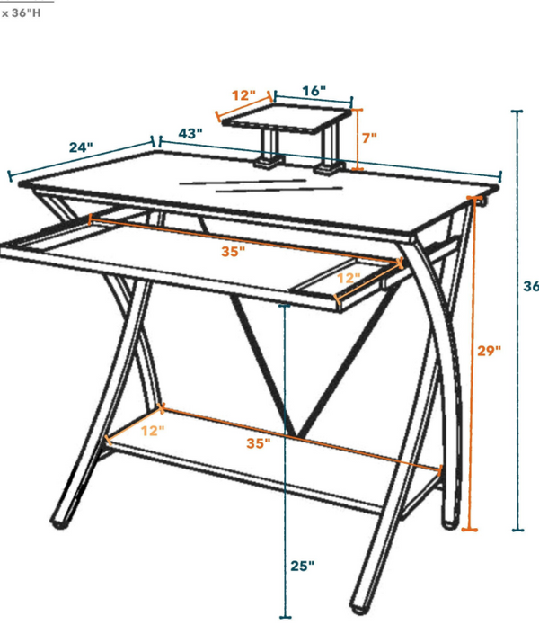Sleek Black Glass Computer Desk