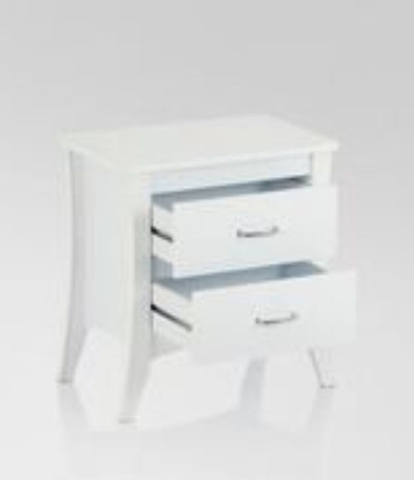 White Wooden 2 Drawer Nightstand