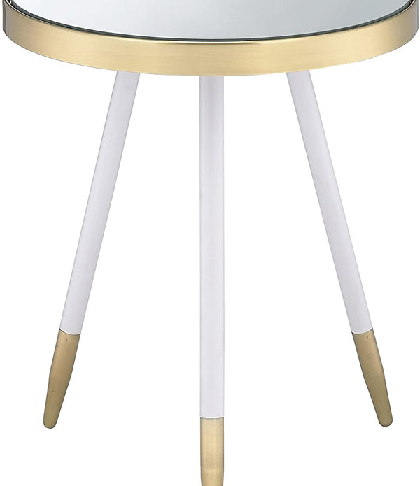 White and Gold Mirror Top Side Table 