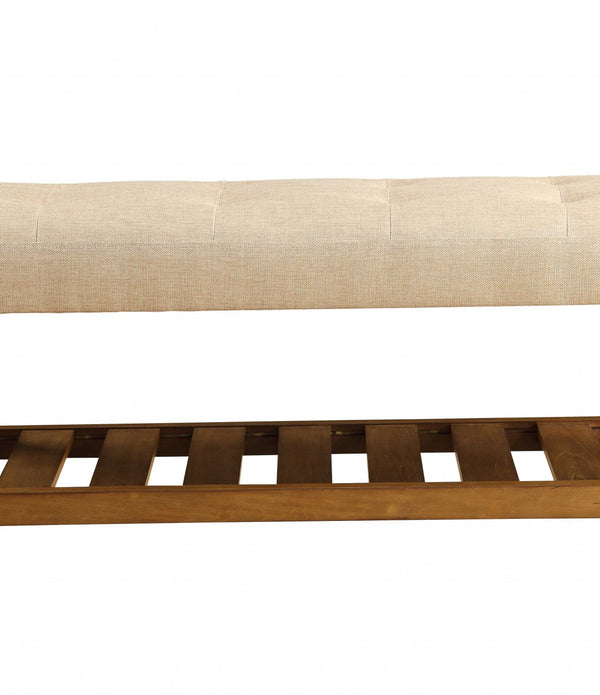 40' X 16' X 18' Beige And Oak Simple Bench