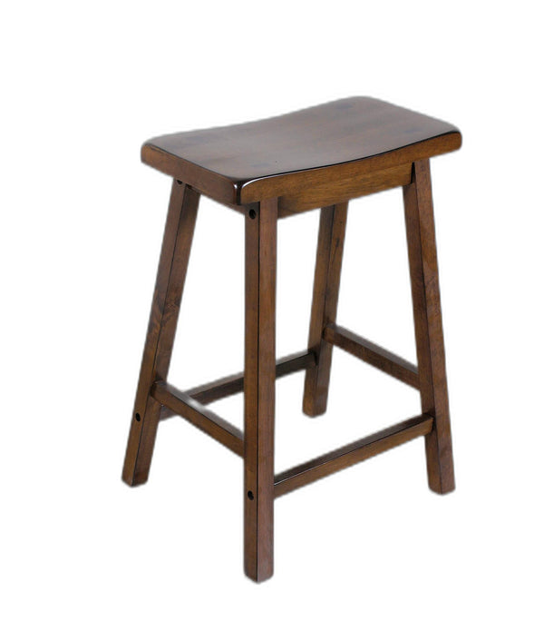 Walnut Wooden Saddle Counter Height Set of 2 Stool
