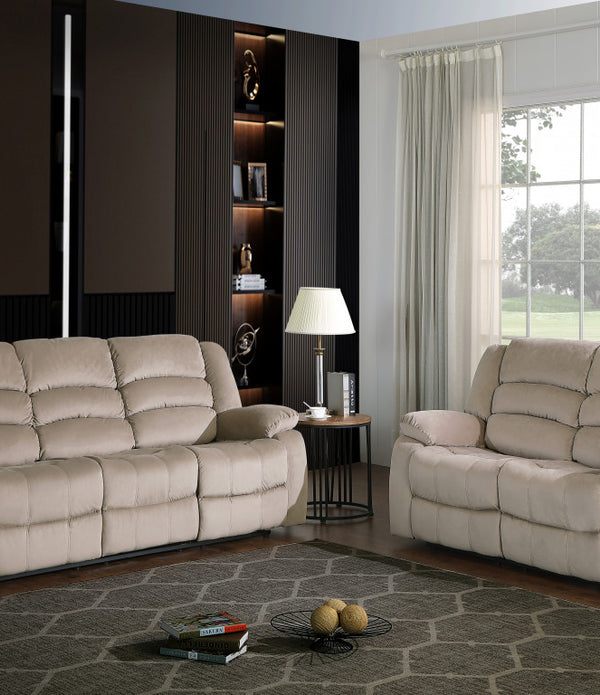 60'' X 35''  X 40'' Modern Beige Leather Sofa And Loveseat