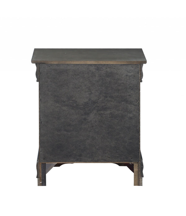 Dark Gray Wooden 2 Drawer Nightstand