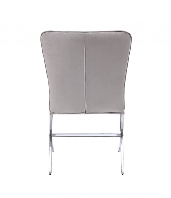 24' X 19' X 35' Velvet Chrome Metal Upholstered Seat Side Chair Set2