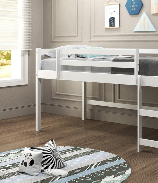 White Wooden Mini Loft Bed