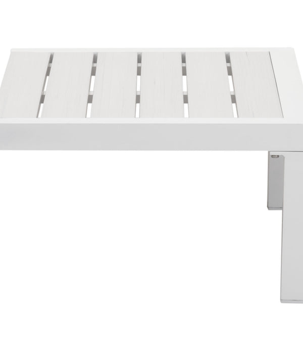 White Aluminum and Wood Side Table