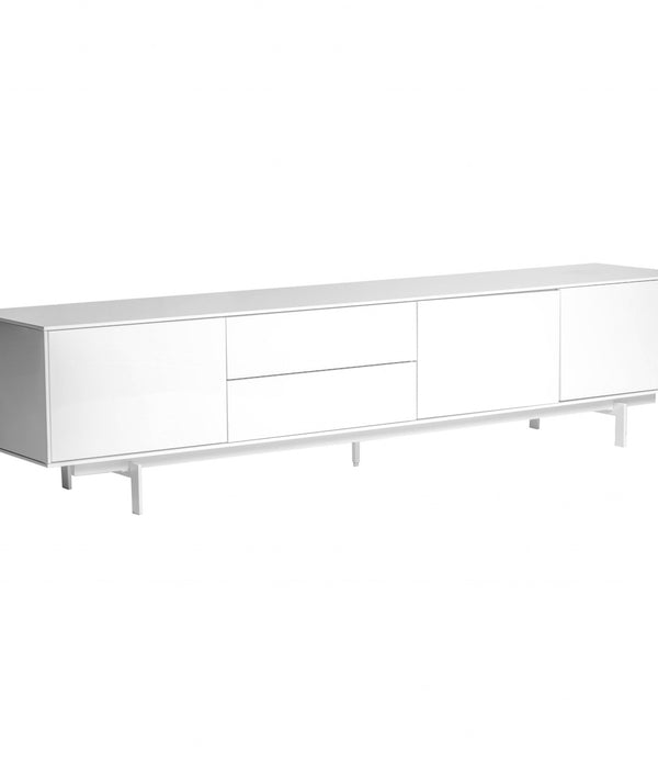 Crisp High Gloss White Lacquer Media TV Stand