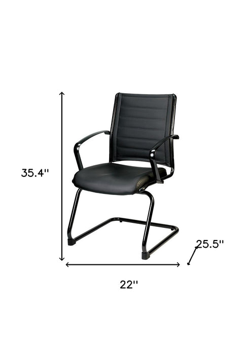 22" x 25.5" x 35.4" Black Leather Guest Chair
