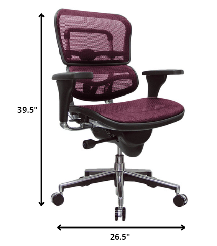26.5" x 29" x 39.5"  Plum Red Mesh Chair