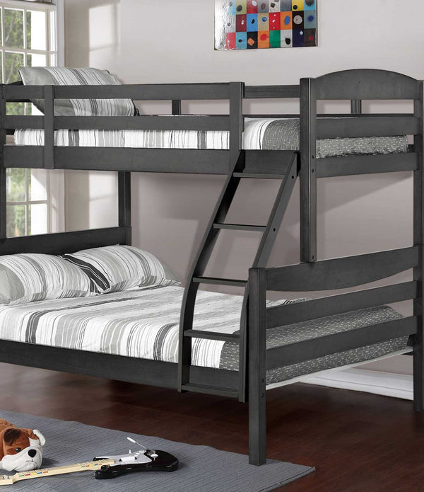 Transitional Grey Finish Twin over Full Bunk Bed