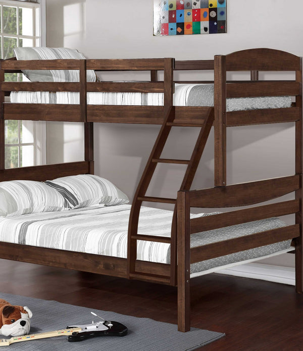 Transitional Brown Finish Twin over Full Bunk Bed