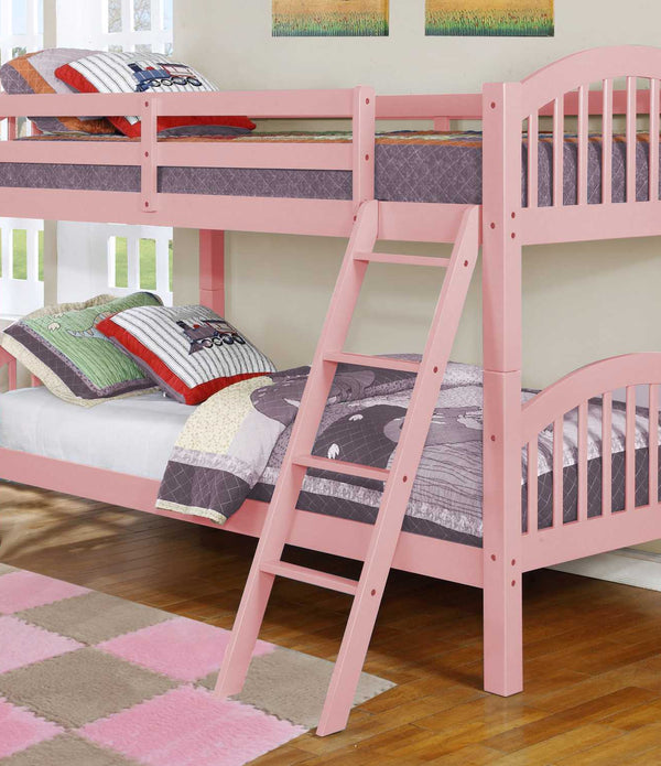 Traditional Pink Finish Twin over Twin Arched Wood Bunk Bed
