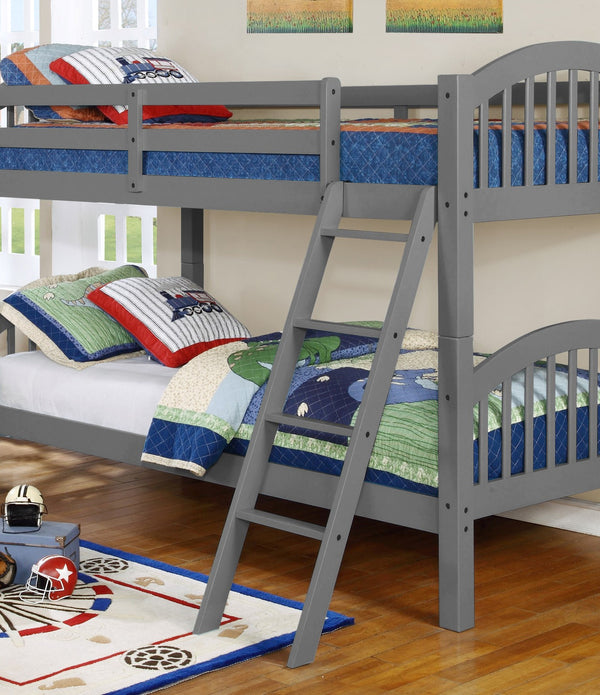 Traditional Grey Finish Twin over Twin Arched Wood Bunk Bed