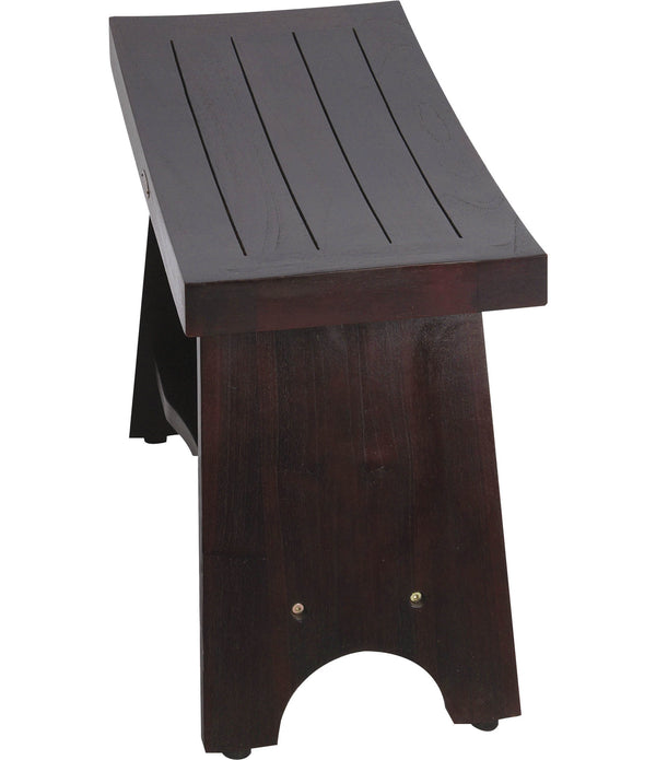 Teak Rectangular Shower Bench with Shelf in Brown Finish