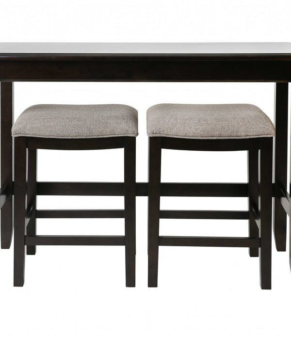 Perfecto Espresso Finish Sofa table with Two Bar Stools