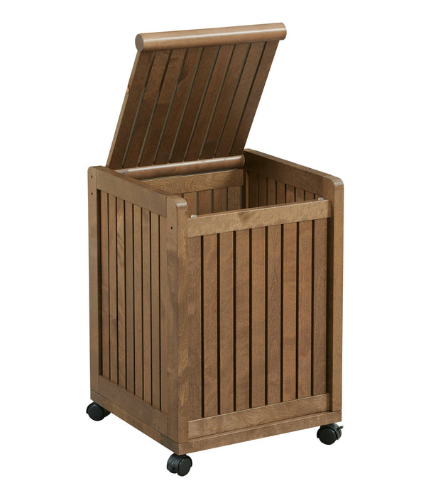Chestnut Solid Wood Rolling Laundry Hamper with Lid
