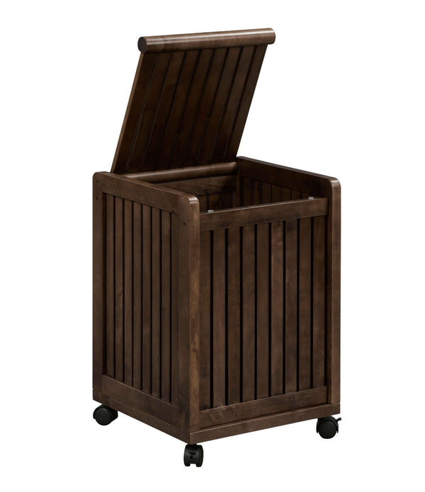 Espresso Solid Wood Rolling Laundry Hamper with Lid