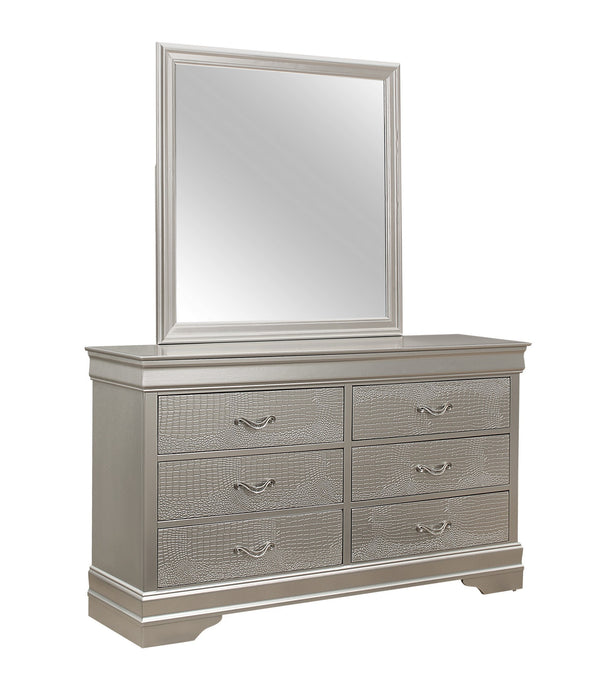 Silver Tone Sleek Wood Square Wall Mount Mirror