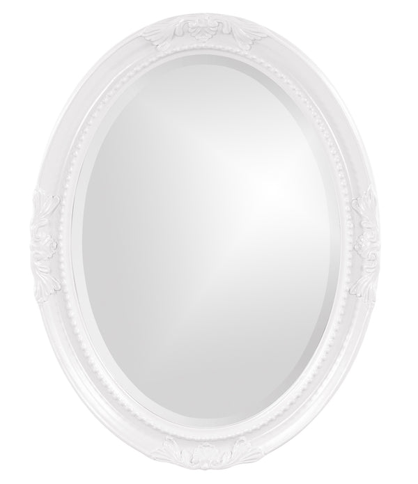 Oval Mirror In A Glossy White Wood Frame