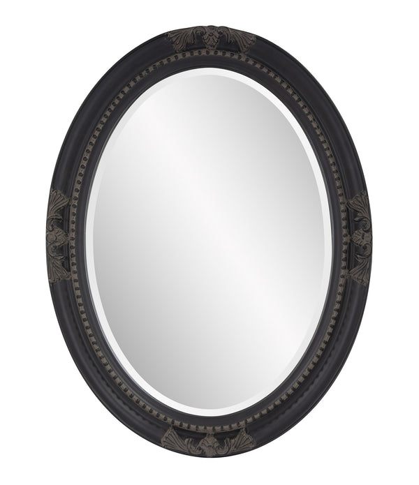 Oval Antiqued Black Wood Frame Mirror