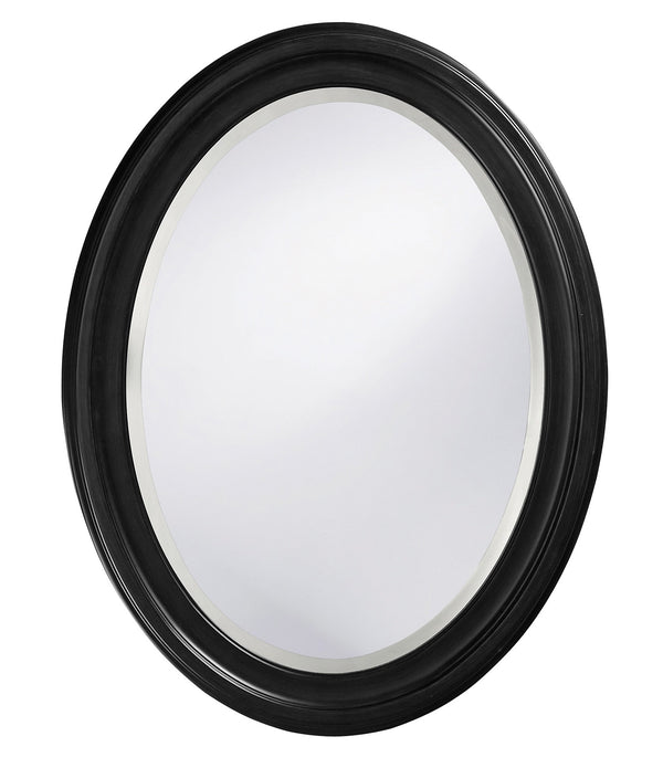 Oval Shaped Black Wood Frame Mirror