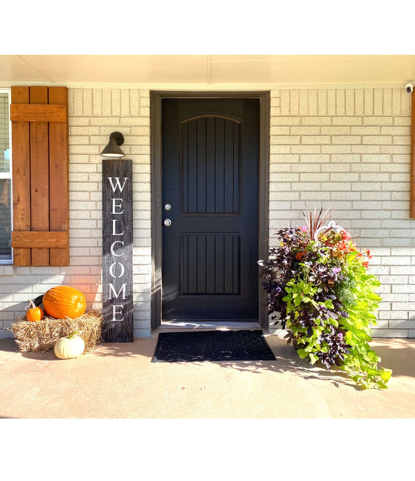 Rustic Black and White Front Porch Welcome Sign