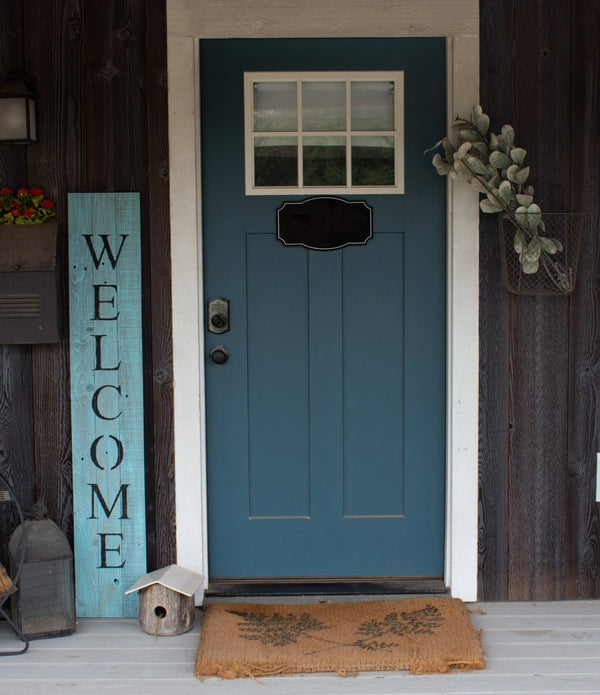 Rustic Light Aqua Blue Front Porch Welcome Sign