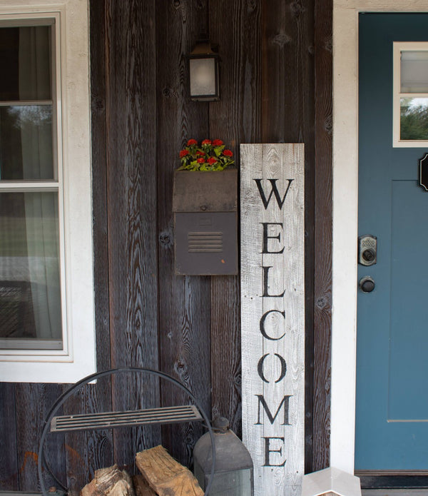 Rustic White Wash Front Porch Welcome Sign