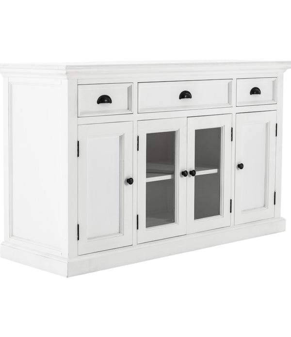 White Accent Cabinet with Glass Doors
