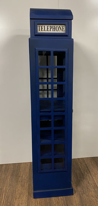 Vintage Blue Wooden Phone Booth Bar Cabinet