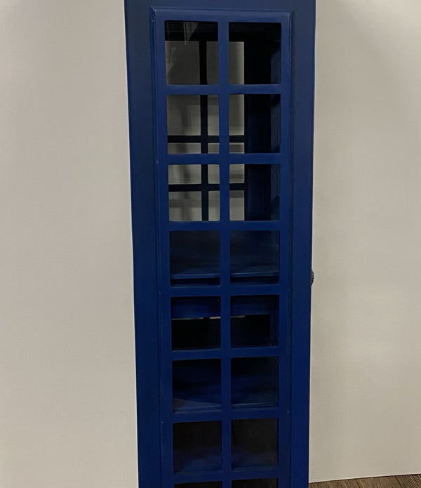 Vintage Blue Wooden Phone Booth Bar Cabinet
