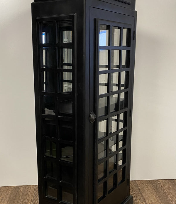 Vintage Black Wooden Phone Booth Bar Cabinet