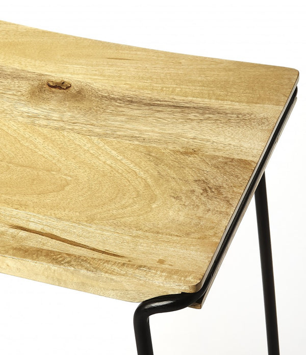Sleek Wood and Black Metal Counter Stool