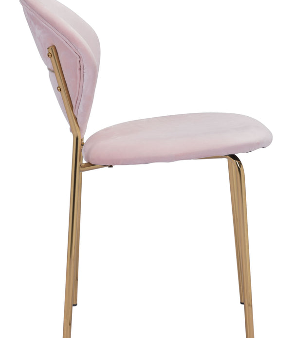 Stylish Pink Velvet and Gold Finish Dining or Accent Chairs Set of 2