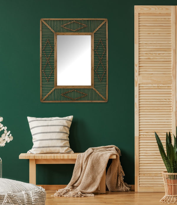 Bohemian Beaded Rectangle Wall Mirror
