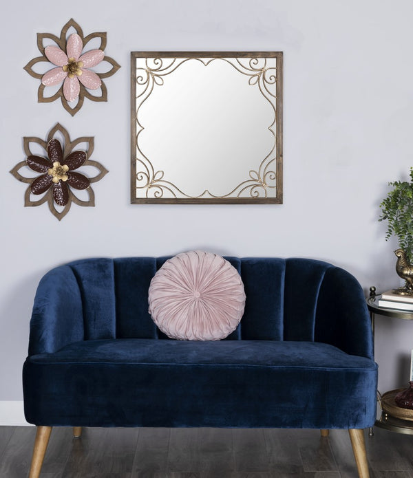 Traditional Square Wall Mirror with Metal Detailing