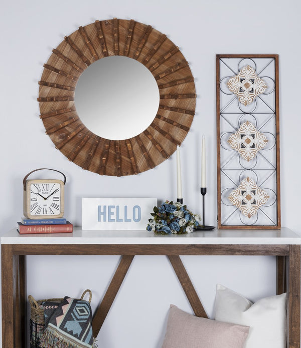 Tribal Wooden Round Wall Mirror
