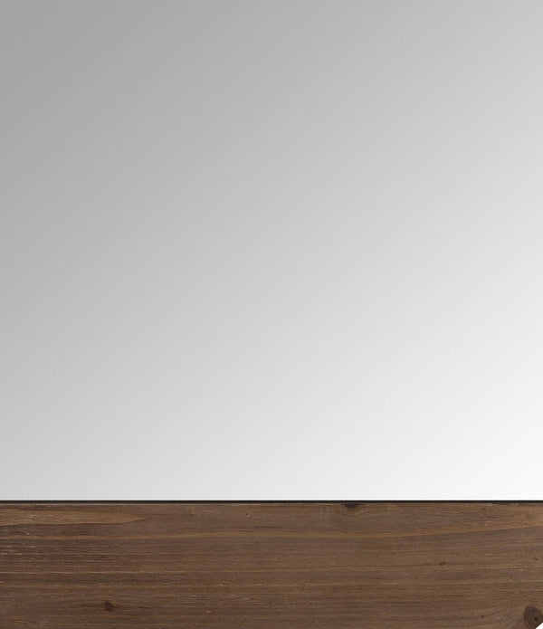 Contemporary Round Wall Mirror with Wooden Detailing