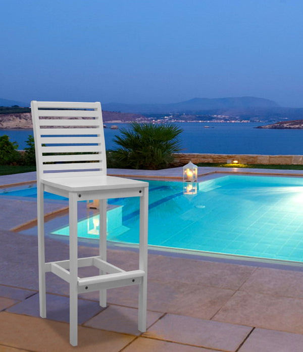 White Bar Chair with Horizontal Slats