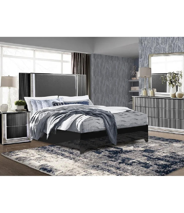 Stunning Jet Black LED Two Drawer Nightstand