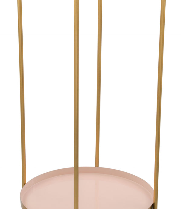 Two Level White and Gold Side Table