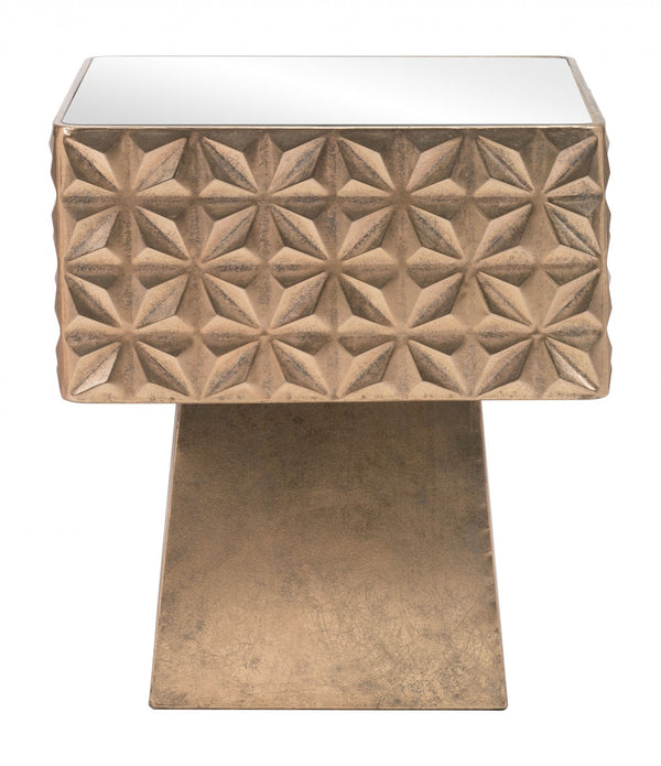 Tribal Gold Mirror Side Table