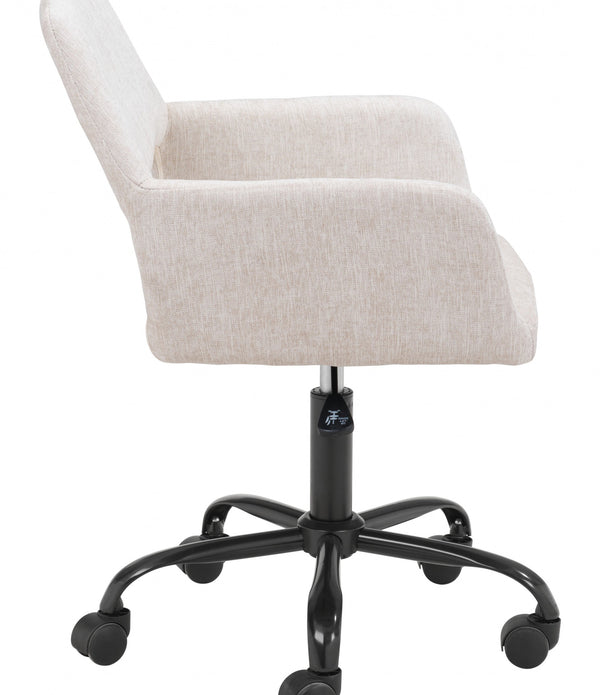 Beige Linen Look Rolling Office Chair