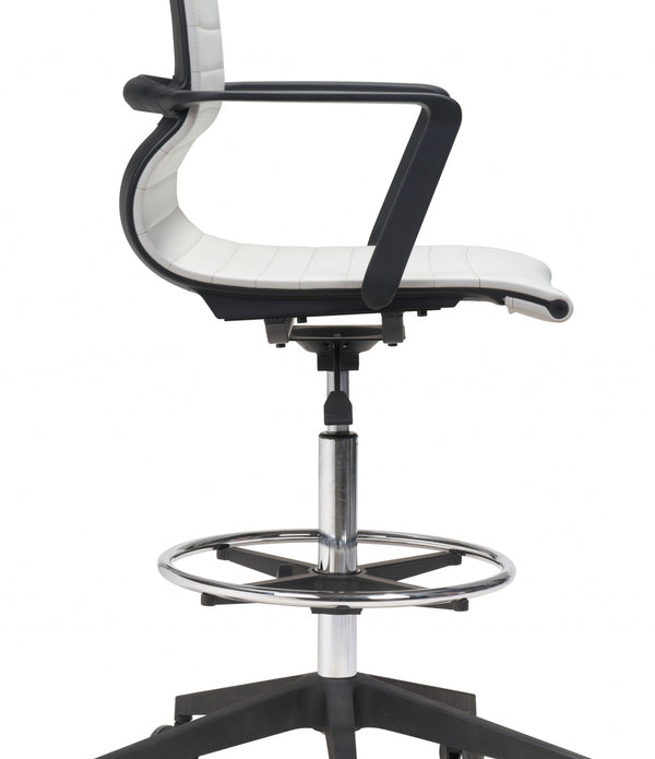 Mod Black and White Faux Leather Drafting Chair