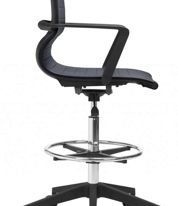 Mod All Black Faux Leather Drafting Chair