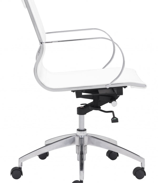 White Ergonomic Conference Room Low Back Rolling Office Chair
